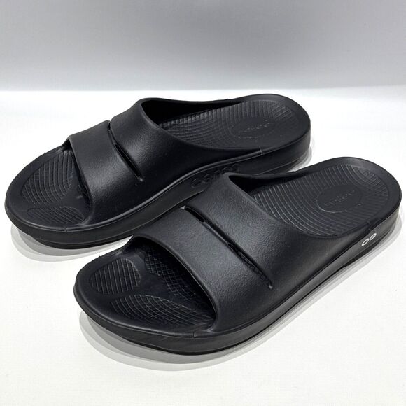OOFOS Men’s OOAHH Black Slide Sandals Comfort Men Size 12 - Worn Once! - Picture 1 of 10